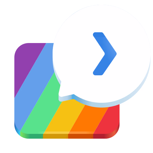 An icon that looks like a chat bubble on a pride flag.