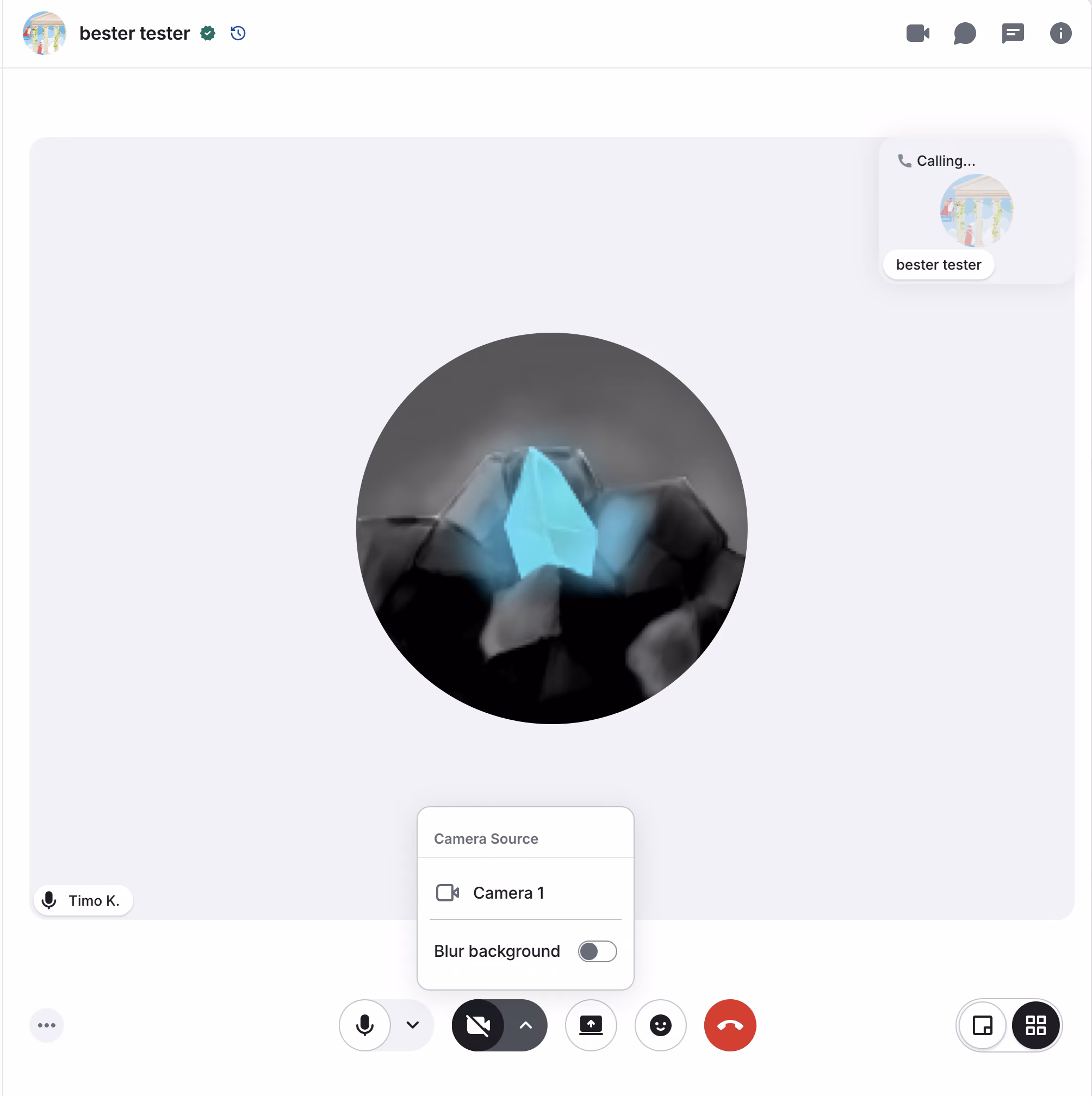 A screenshot showing a pop up menu letting the user choose their device during an Element call.