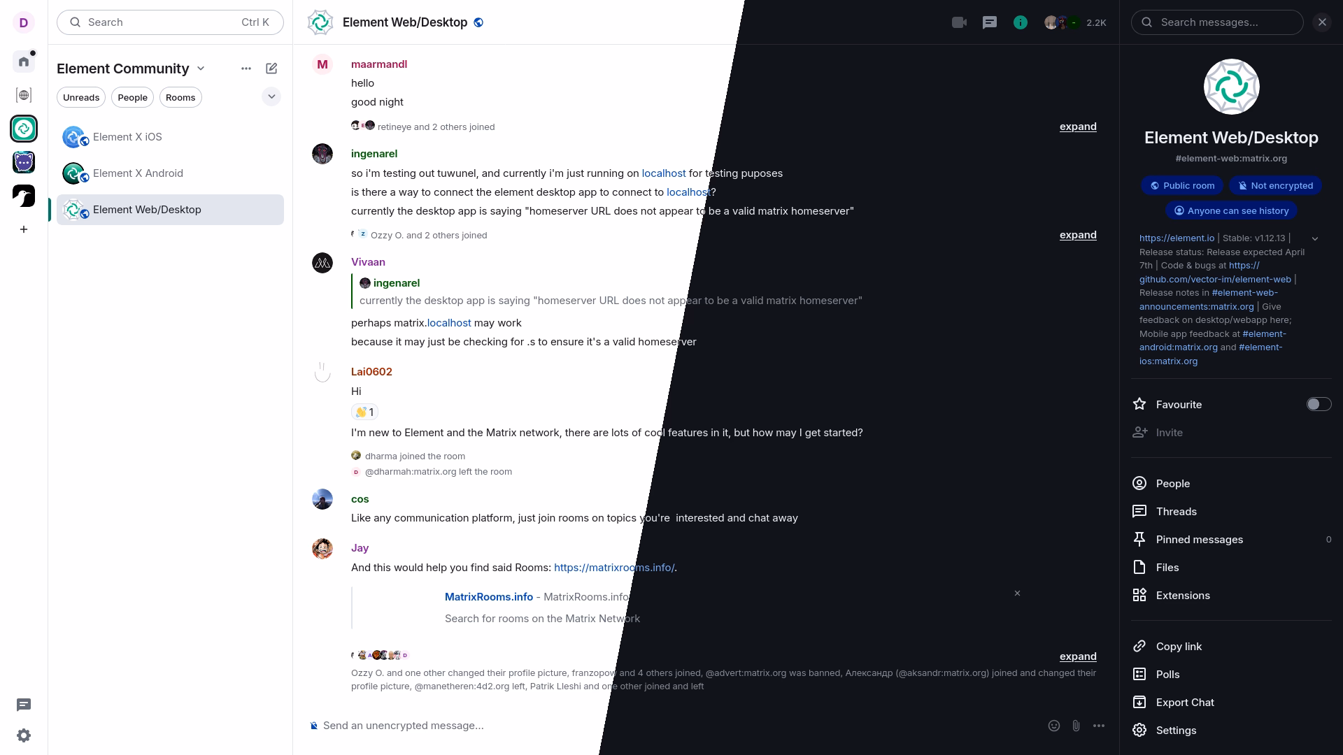 Element Web / Desktop screenshot 1